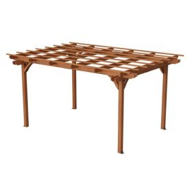 12 X 10 FT Outdoor Wood Pergola, Wooden Grape Pergola For Climbing Plant Support For Garden, Patio, Backyard, Deck, Brown (Color: Brown)